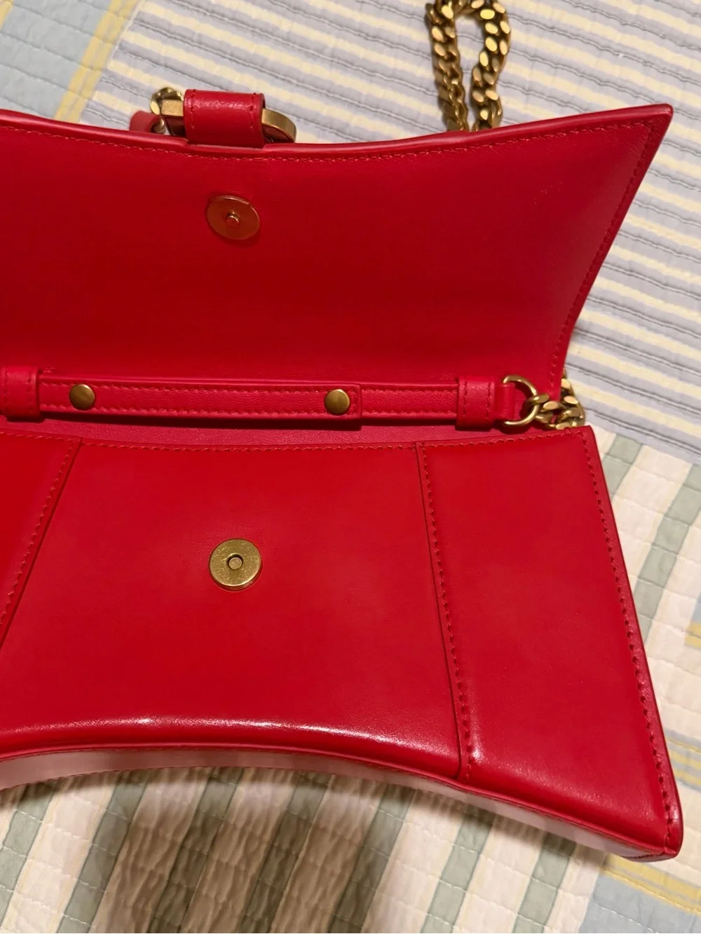 Balenciaga Red Leather B Logo Clutch